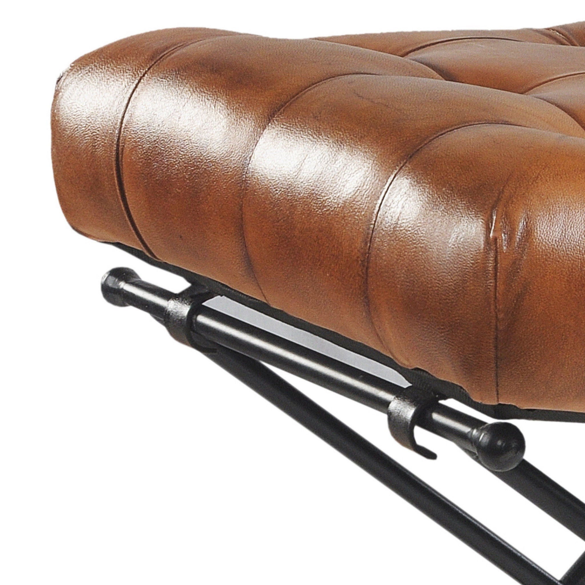 Faux Leather Footstool Ottoman - Brown