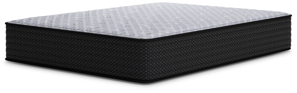 Mattress with a black exterior and gray interior on a white background
