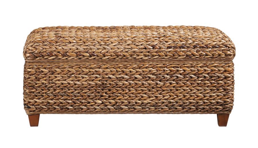 Laughton - Hand - Woven Banana Leaf Storage Trunk - Amber by CoasterEssence | Bel Furniture