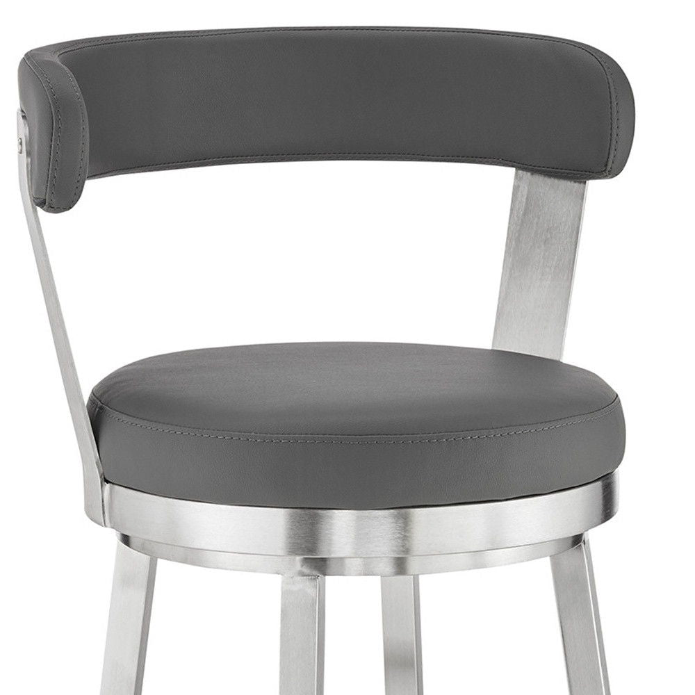 40" Swivel Backless Bar Height Bar Chair - Gray / Silver