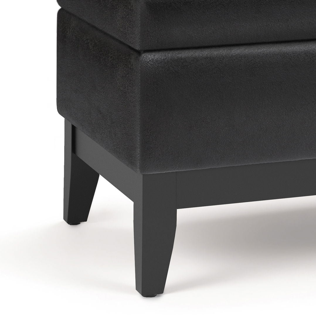 Oregon - Storage Ottoman Bench With Tray - Distressed Black by Simpli-Home | Bel Furniture