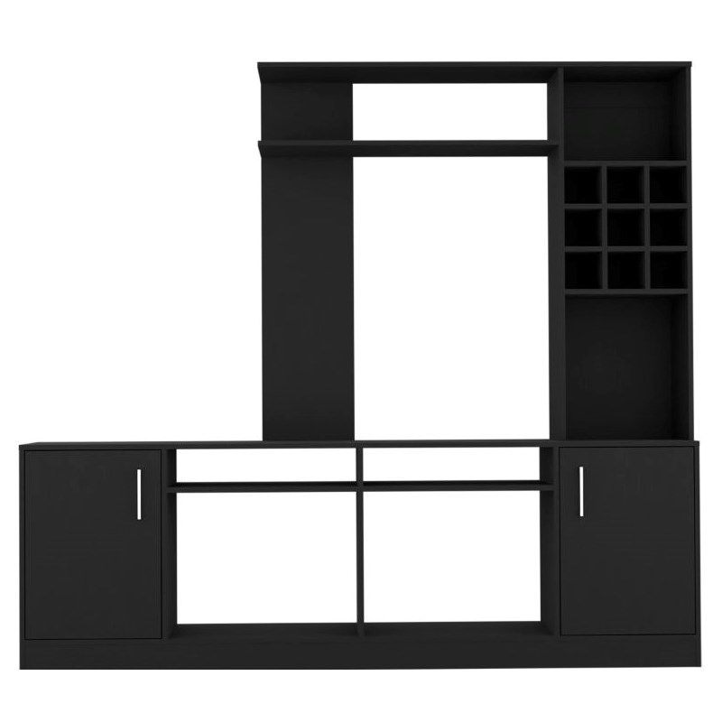 Particle Board Open Shelving Entertainment Center - Black