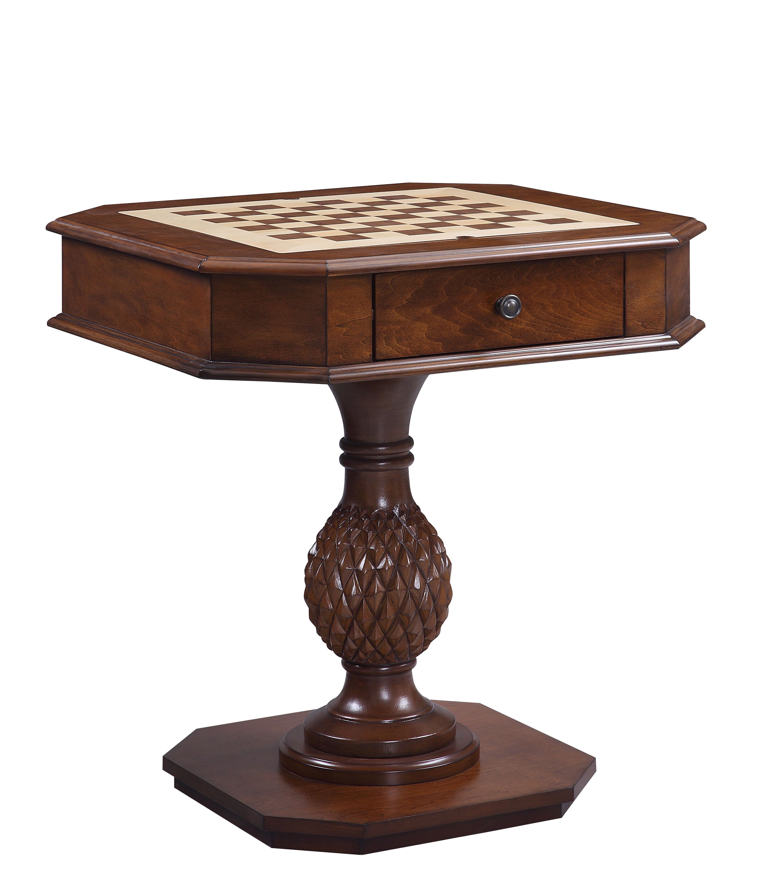 Bishop - Reversible Chess Checker Game Table With Game Tray (Chess Fingures Not Included) - Cherry