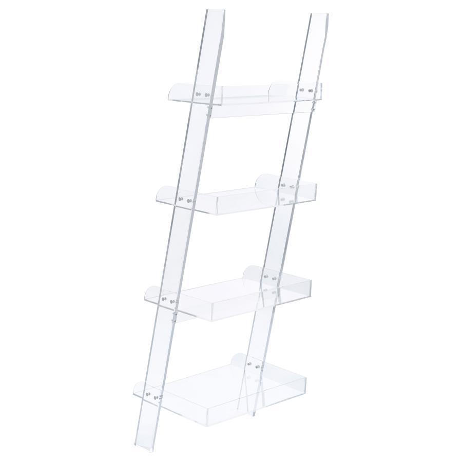 Amaturo - 4-Shelf Acrylic Ladder Bookshelf - Clear