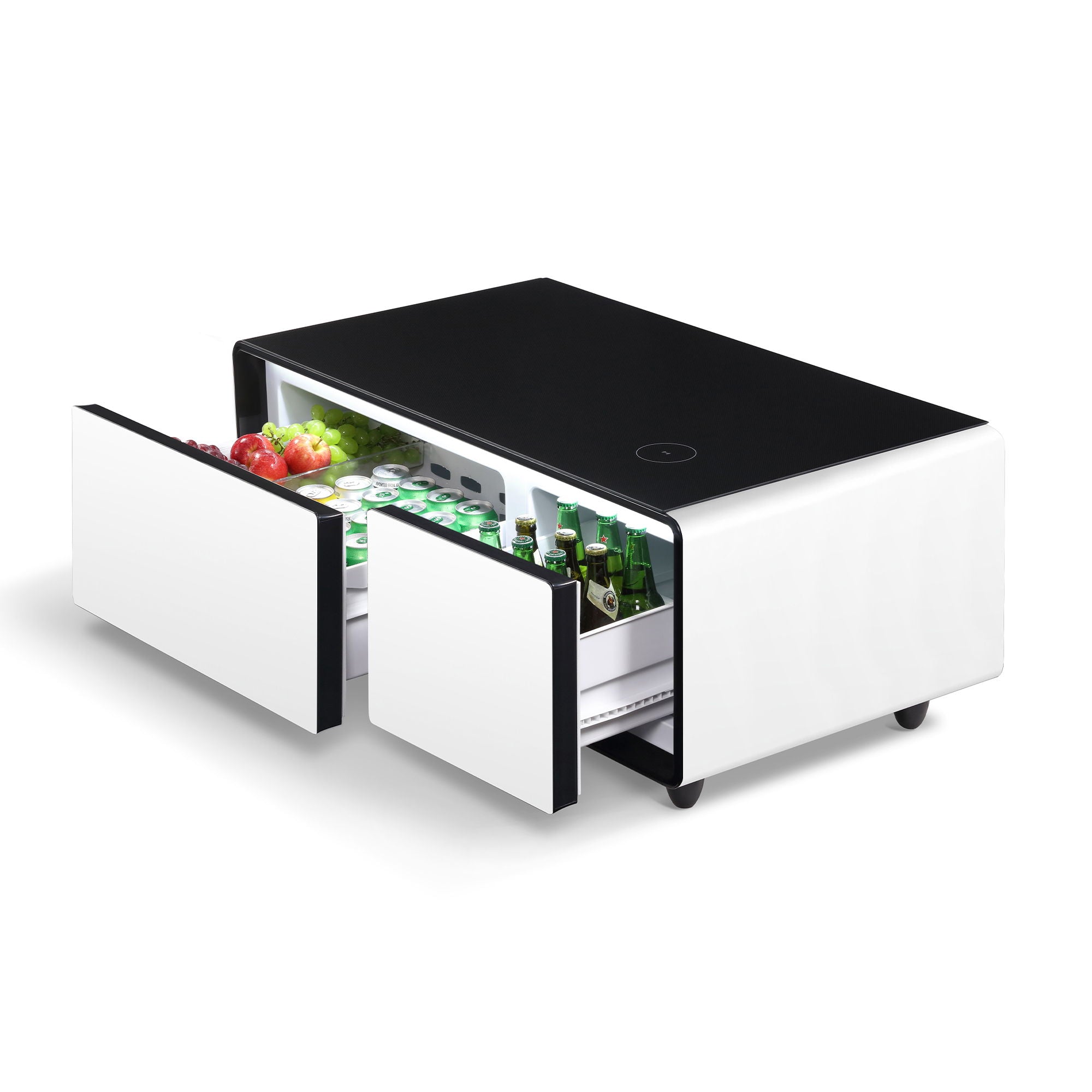 Modern Smart Coffee Table With Built In Fridge, Outlet Protection, Wireless Charging, Mechanical Temperature Control, Power Socket, USB Interface And Ice Water Interface