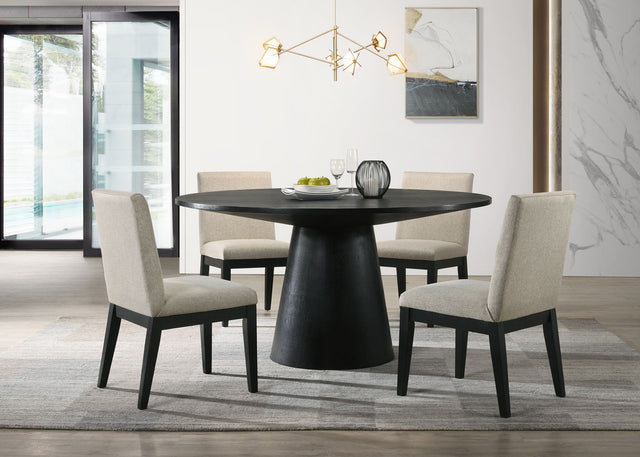 Jasper - Wide Contemporary Round Dining Table Set by Lilola Home | Bel Furniture