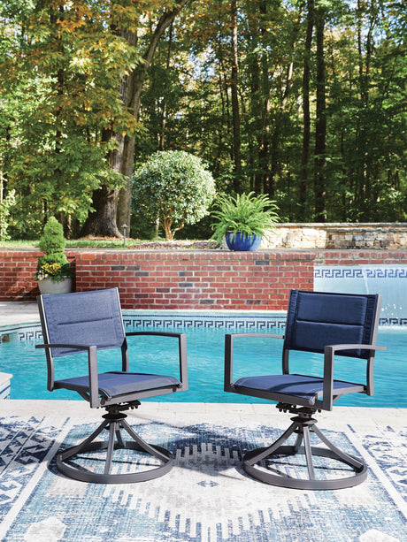 Rocky Creek - Sling Swivel Chair (Set of 2) - Blue / Gray - view 4