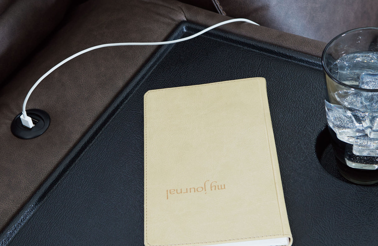 Lavenhorne - Granite - Rec Sofa W/Drop Down Table by Signature Design by Ashley® | Bel Furniture