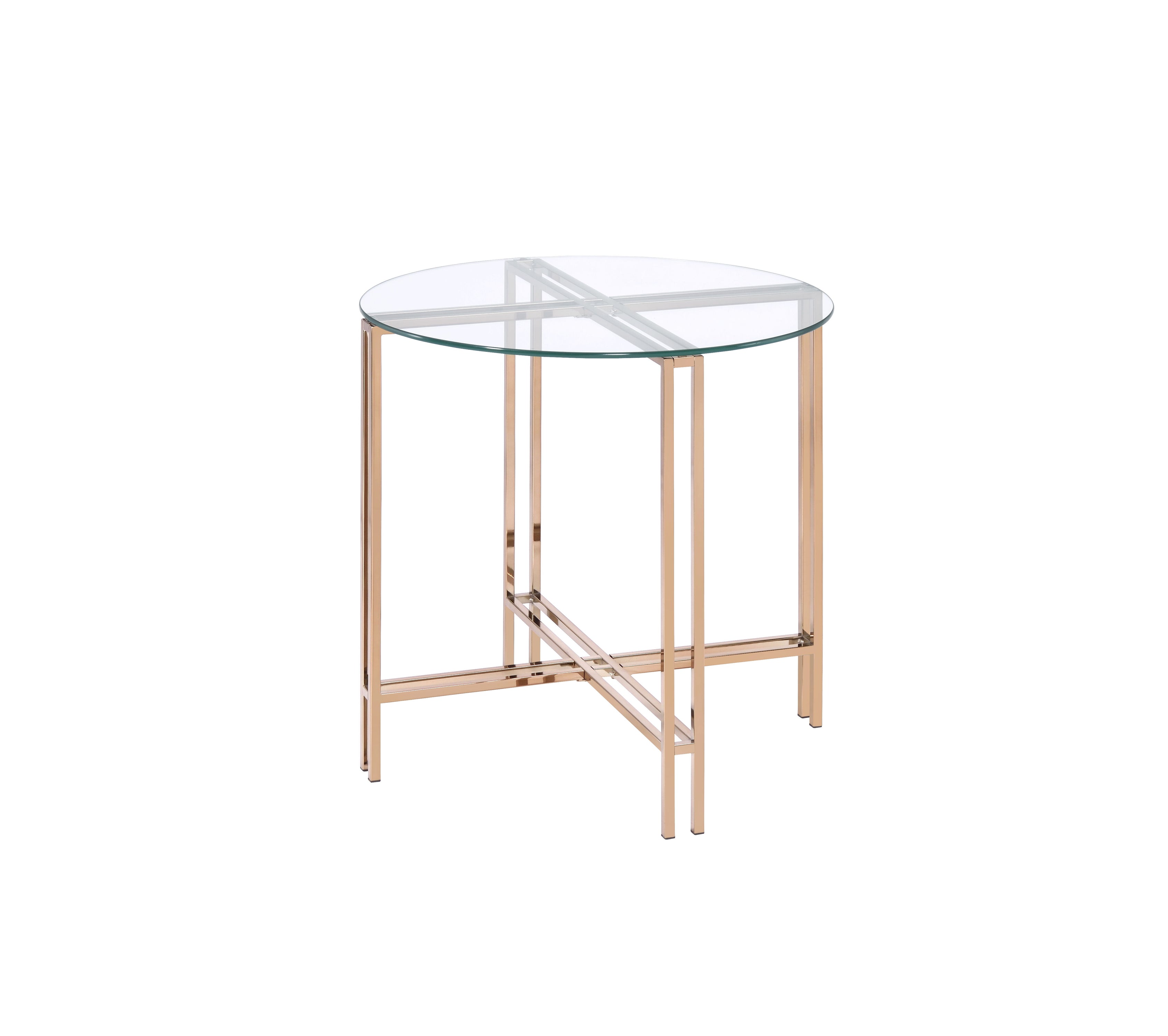 Veises - Clear Glass Top With End Table - Champagne