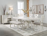 Robbinsdale - Rectangular Dining Room Extension Table Set White 7 Pc. Table, 4 Chairs, Bench, Server by Signature Design by Ashley® | Bel Furniture