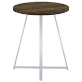 Burkhart - Round Pub Height Bistro Bar Table - Brown Oak by CoasterEveryday | Bel Furniture