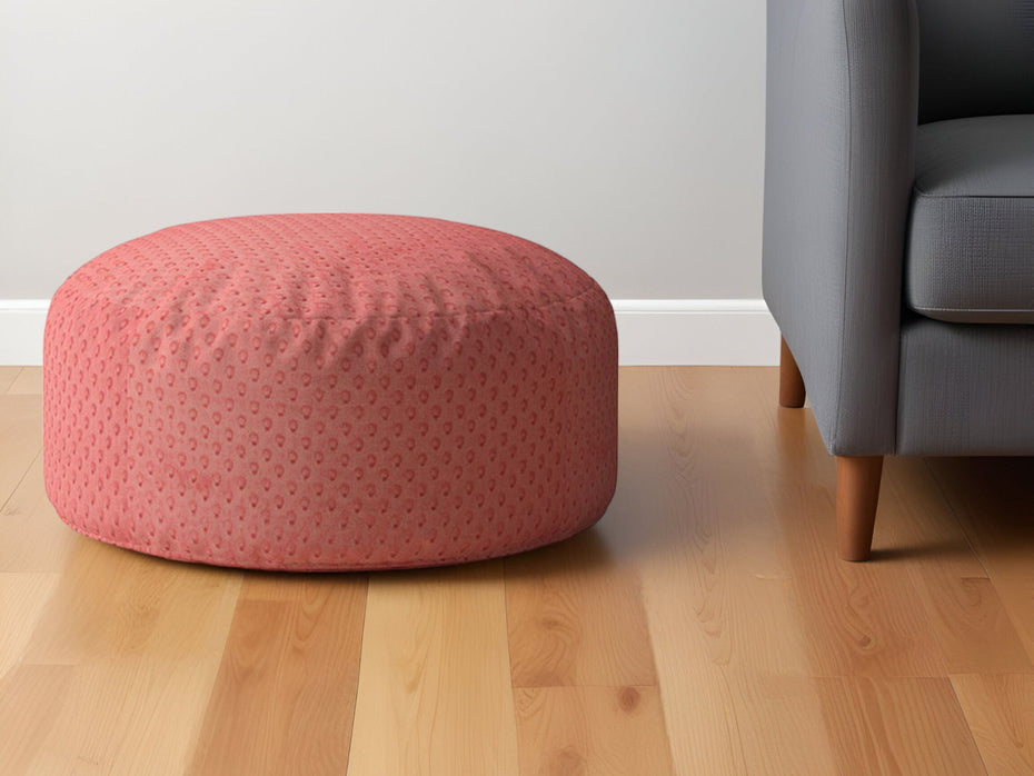 Polyester Round Pouf Ottoman - Coral