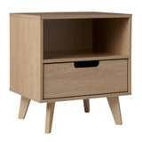 Modern 1 Drawer Nightstand With Open Cubby Light Brown by Walker Edison | Bel Furniture