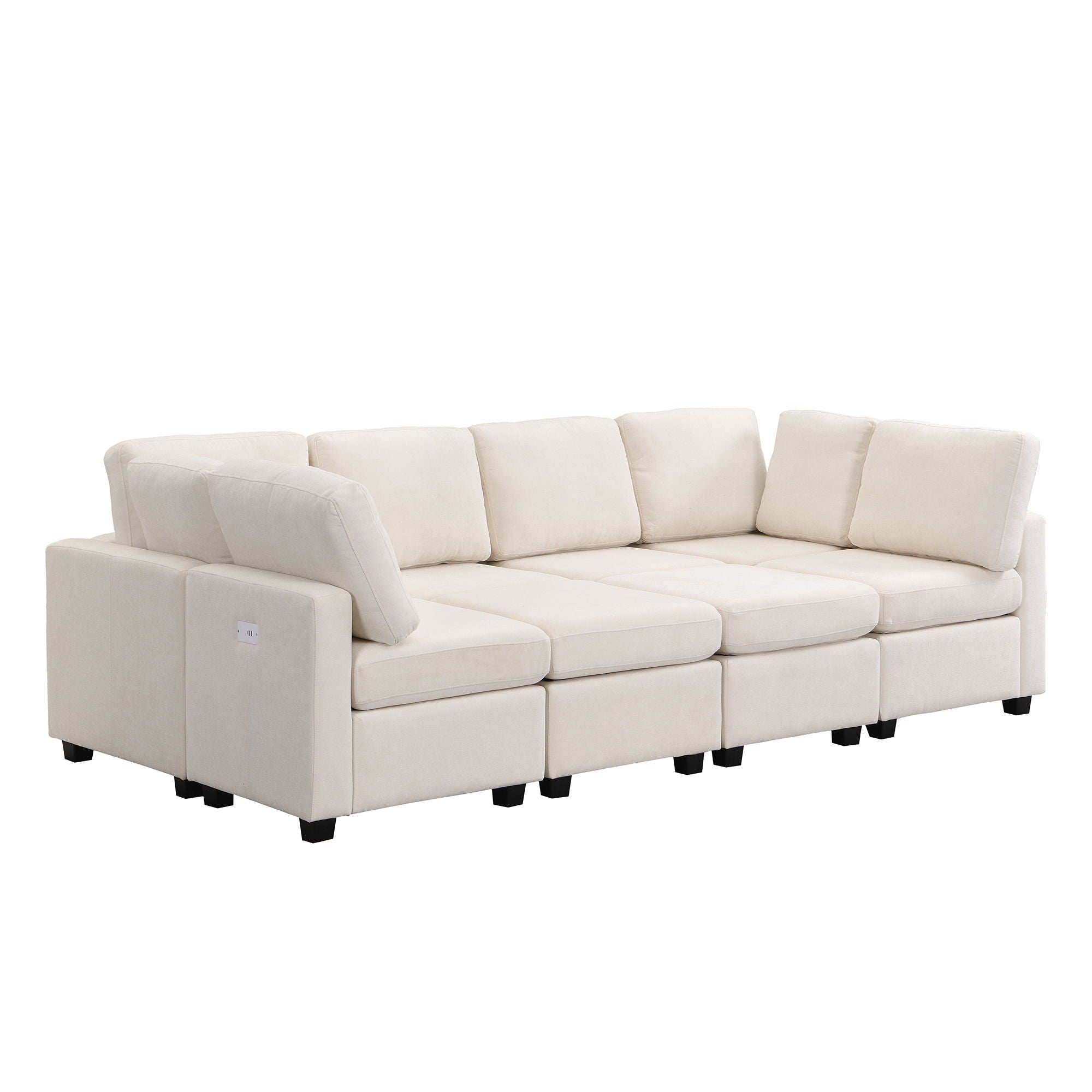 Sectional Sofa Couch Sofa Bed U-Shaped Sofa With Two Movable Ottoman And Three USB Ports For Living Room