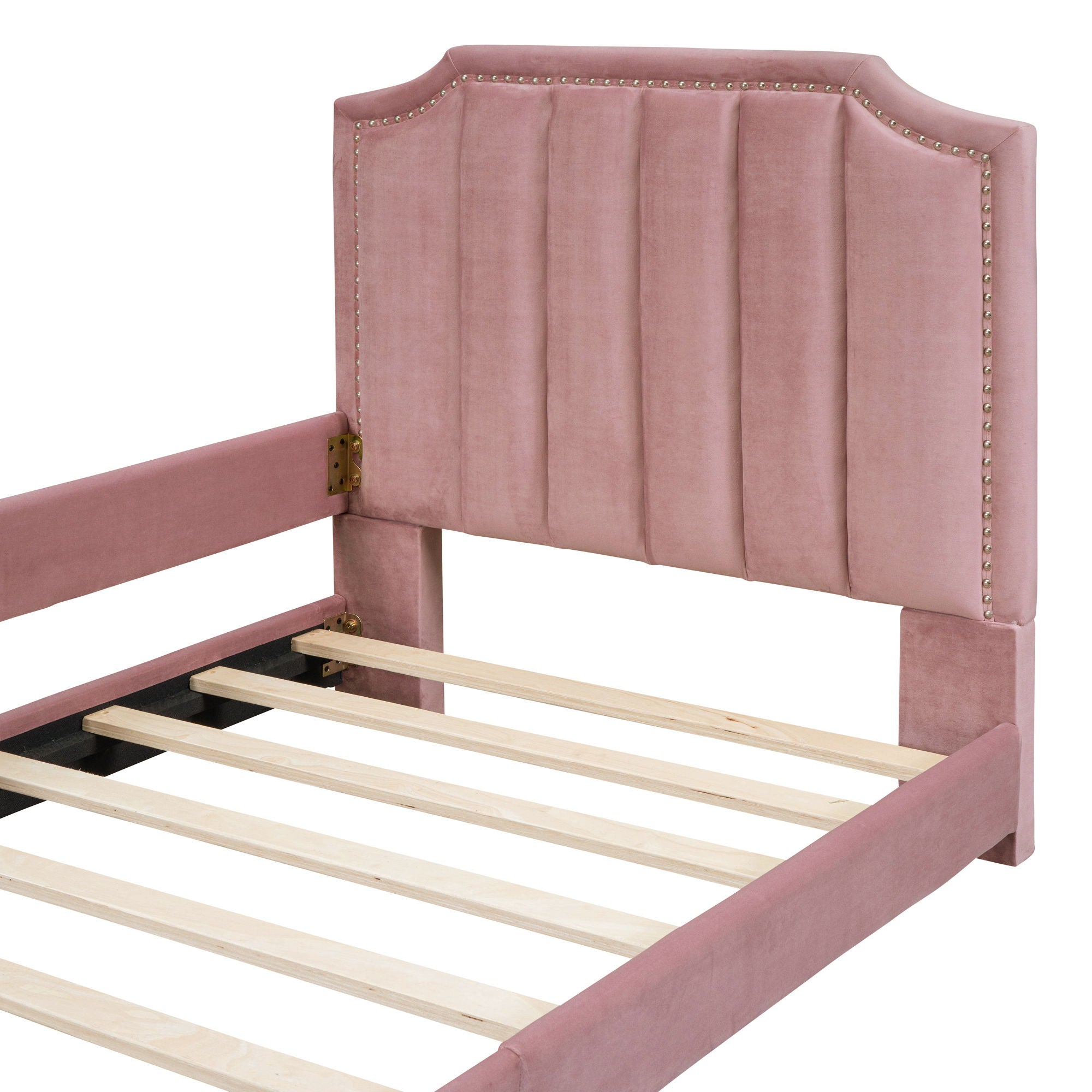 Upholstered Daybed With Classic Stripe Shaped Headboard