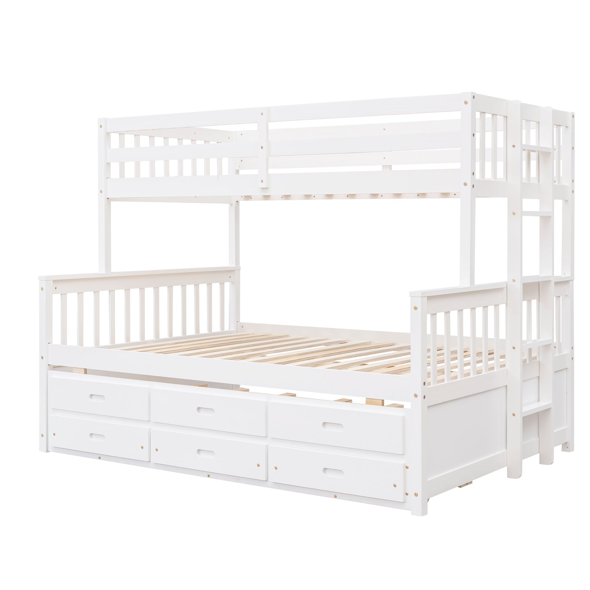 Twin Over Full Bunk Bed With Twin Size Trundle, Separable Bunk Bed With Drawers For Bedroom