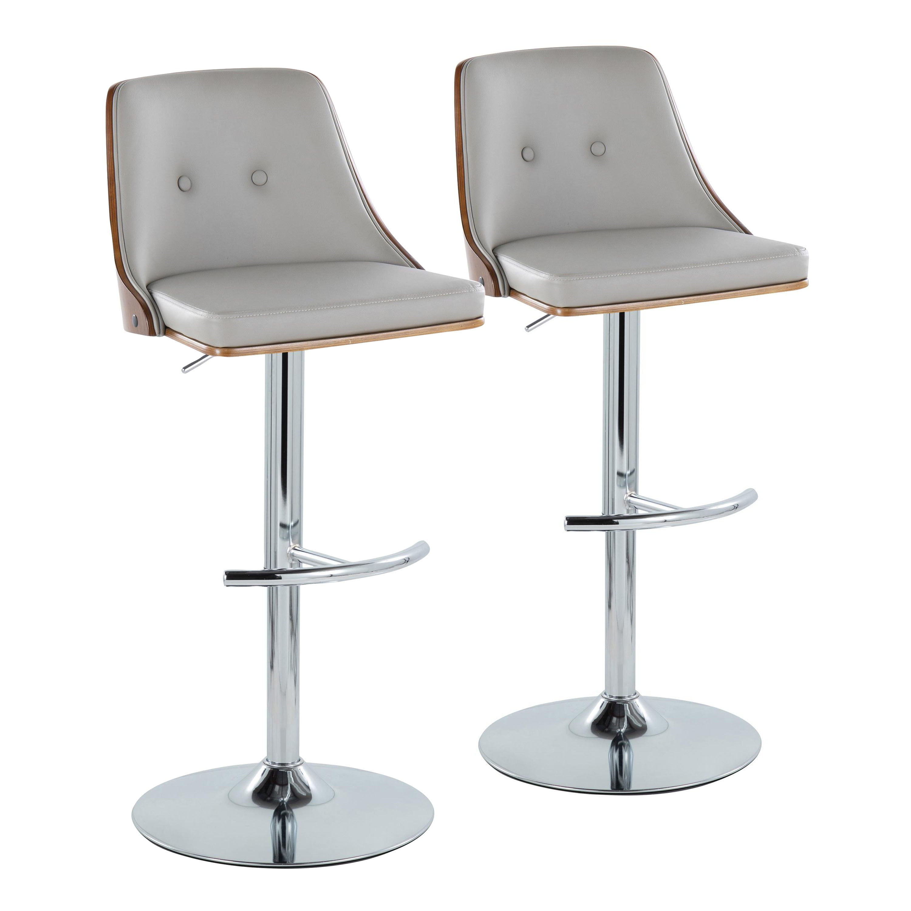 Gianna - Mid Century Modern Adjustable Barstool With Swivel With Rounded T Footrest (Set of 2)