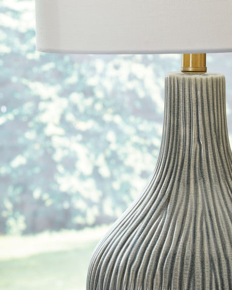Judlen - Ceramic Table Lamp - Gray / Gold Finish - view 4