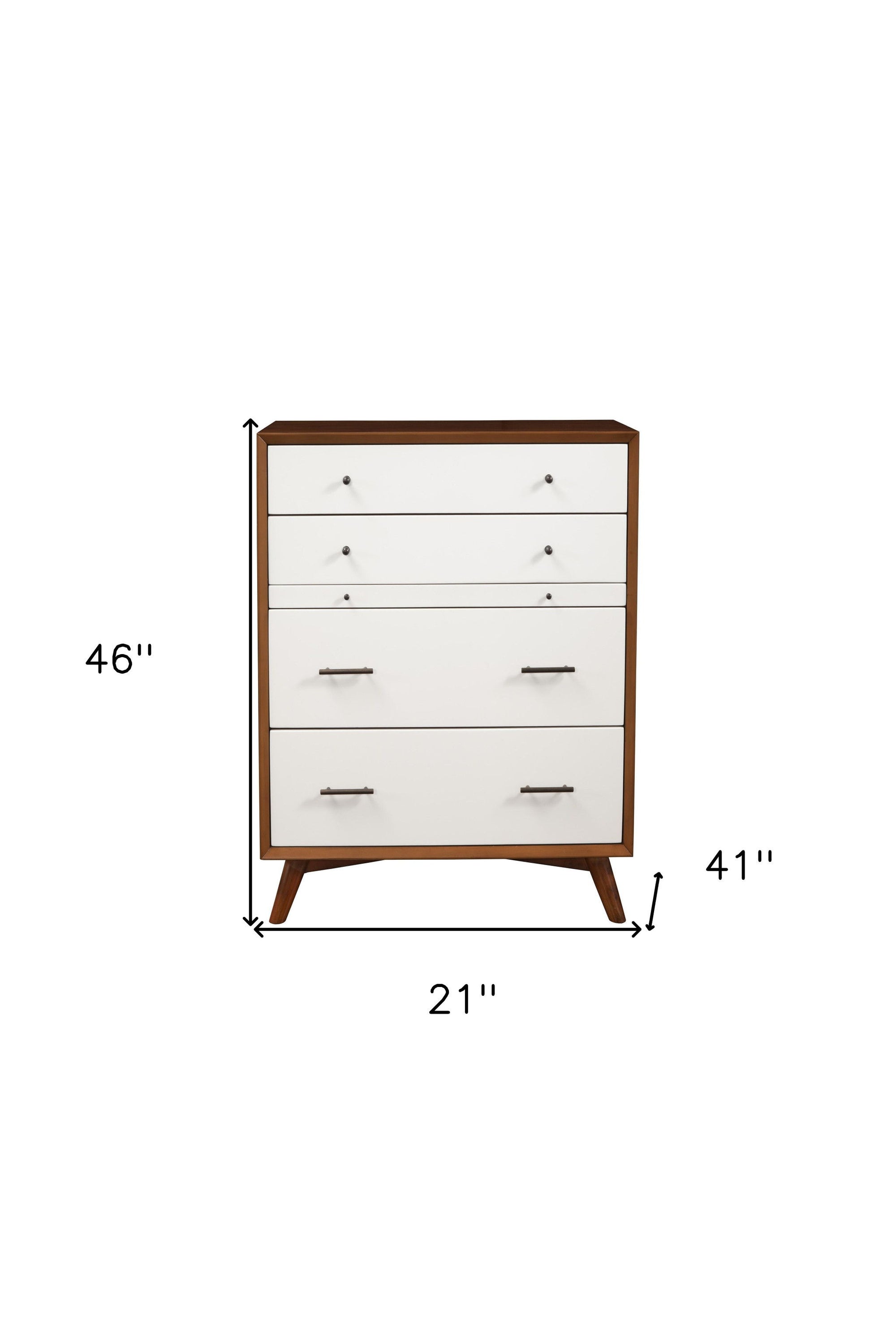 Solid Wood Four Drawer Chest - Brown / White