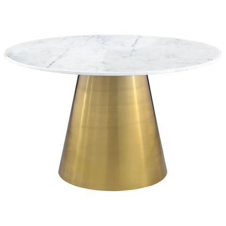 Ambrose - Round Marble Top Dining Table - Brushed Gold by Coaster Fine Furniture | Bel Furniture