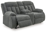 Observation - Double Reclining Power Loveseat With Console - Steel