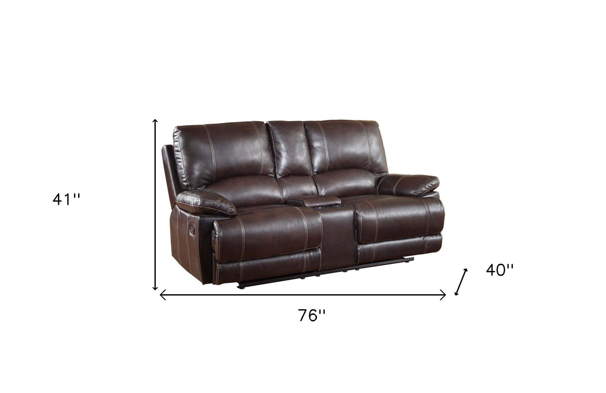 Faux Leather Love Seat Manual Reclining With Storage - Brown