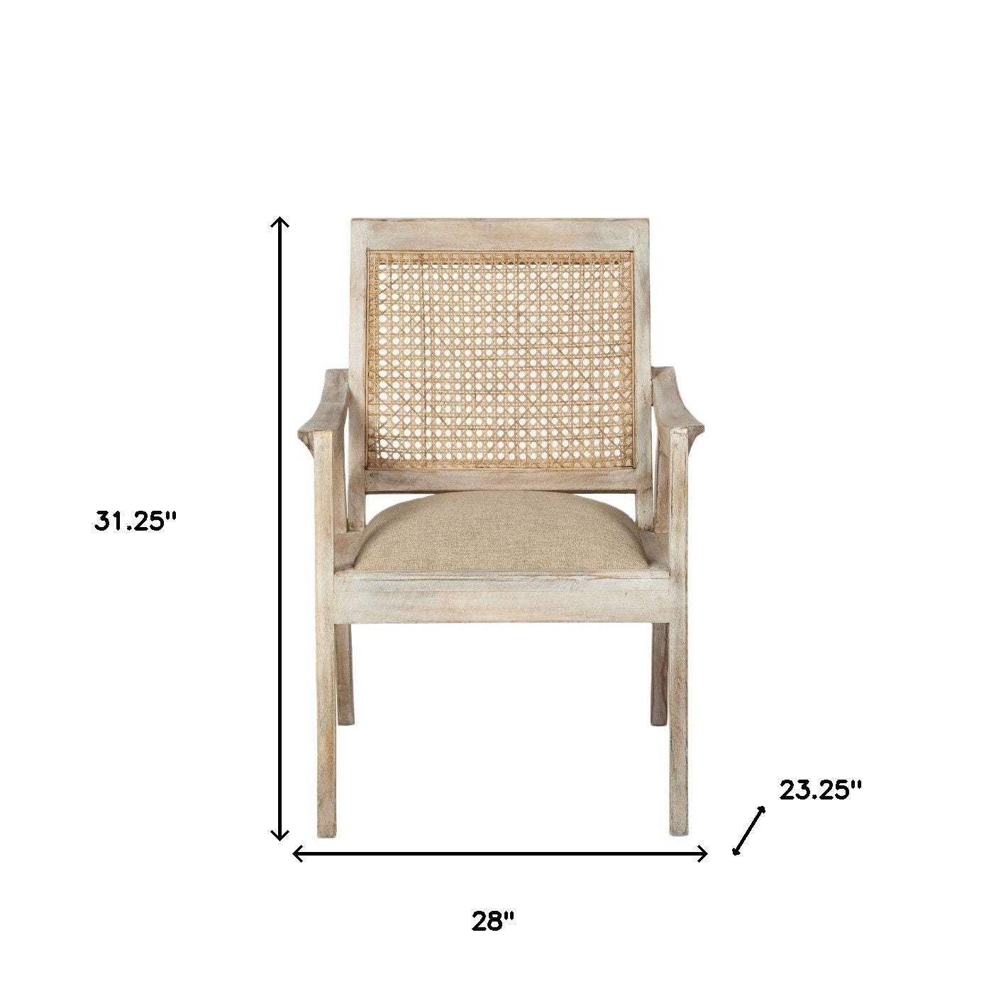 Fabric Distressed Arm Chair - Cream / Brown