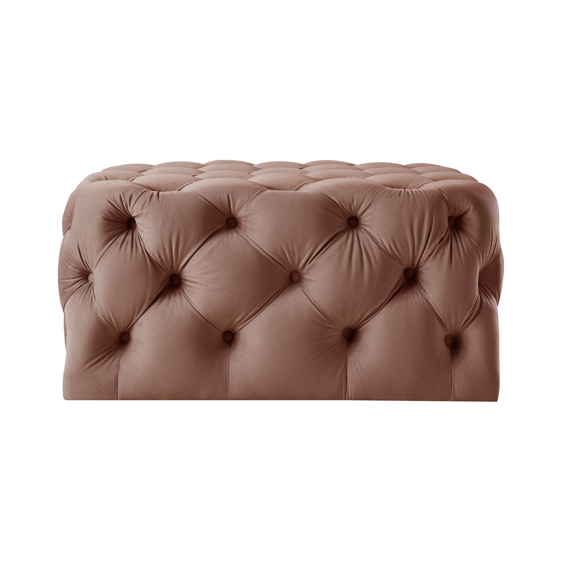 Velvet Rolling Tufted Cocktail Ottoman - Blush