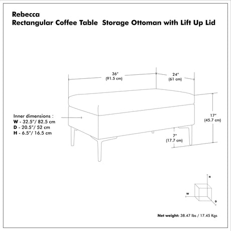 Rebecca - Multifunctional Coffee Table Storage Ottoman With Lift Up Lid - view 39
