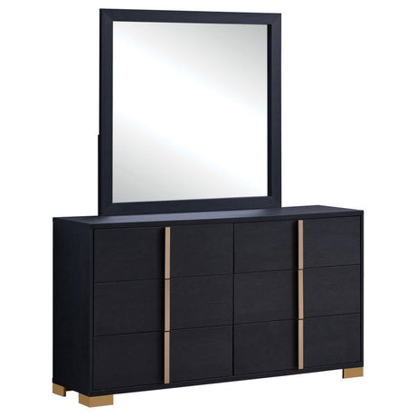 Marceline - 6-Drawer Dresser With Mirror Black by Coaster Fine Furniture | Bel Furniture