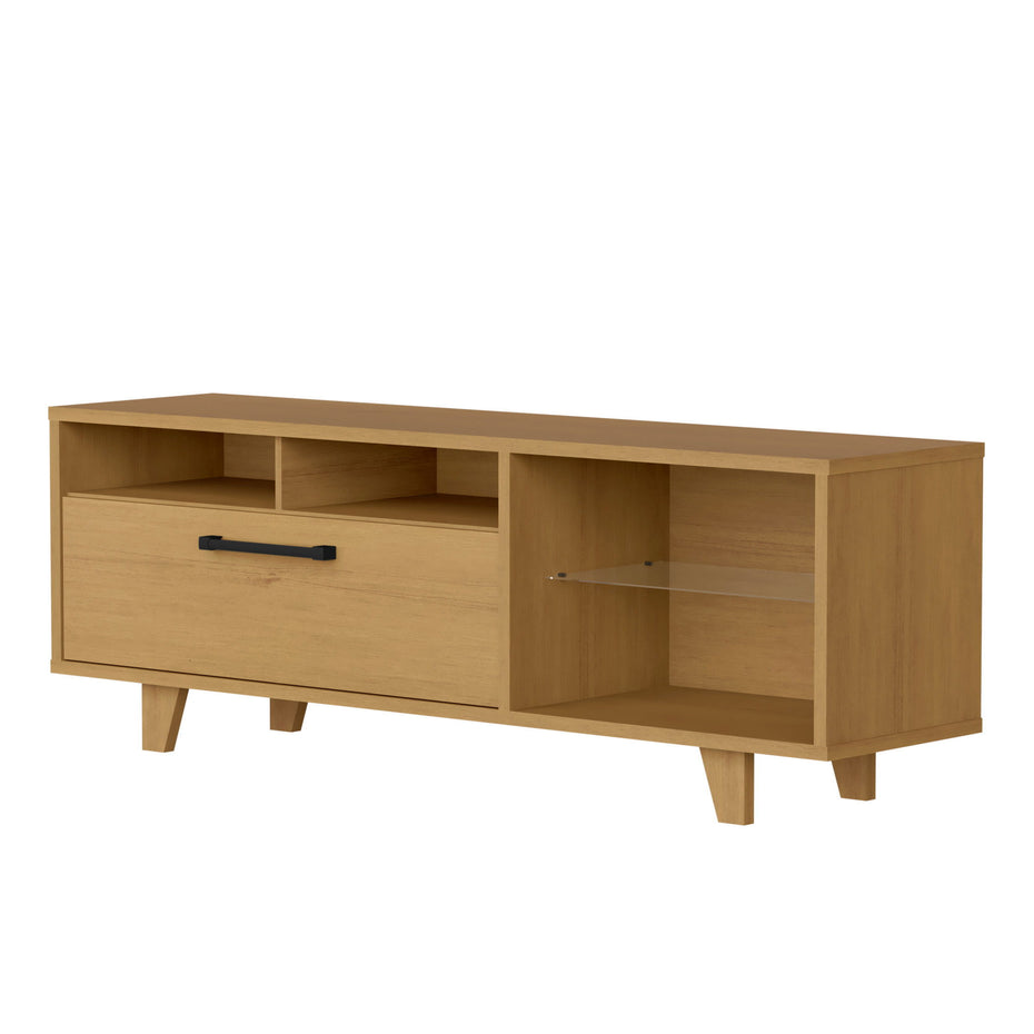 Manufactured Wood Open Shelving TV Stand - Brown