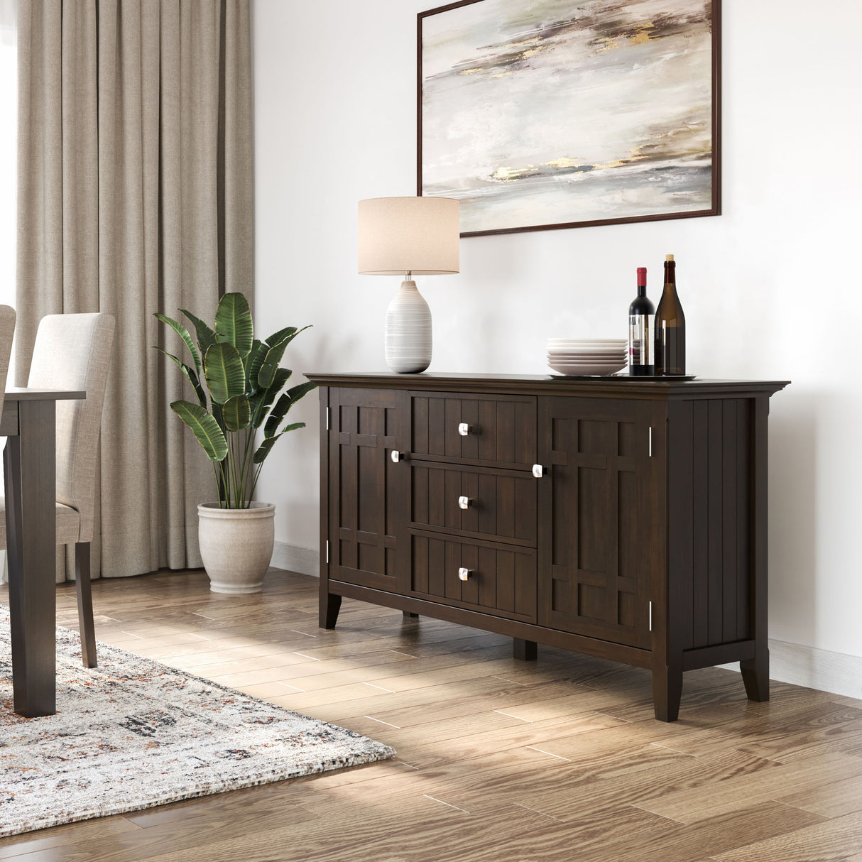 Bedford - Sideboard Buffet - Dark Tobacco Brown by Simpli-Home | Bel Furniture