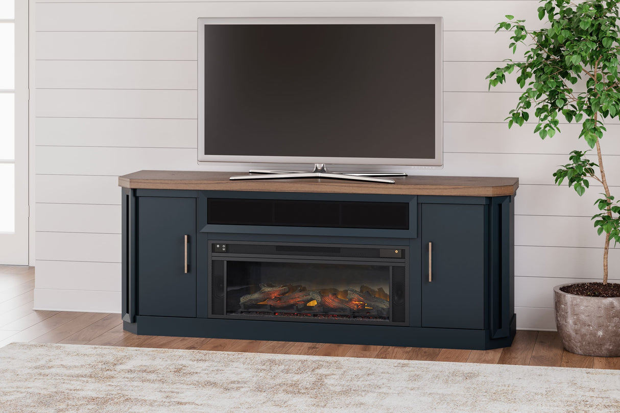 Landocken - Two-tone - 83" TV Stand With Electric Fireplace by Signature Design by Ashley® | Bel Furniture