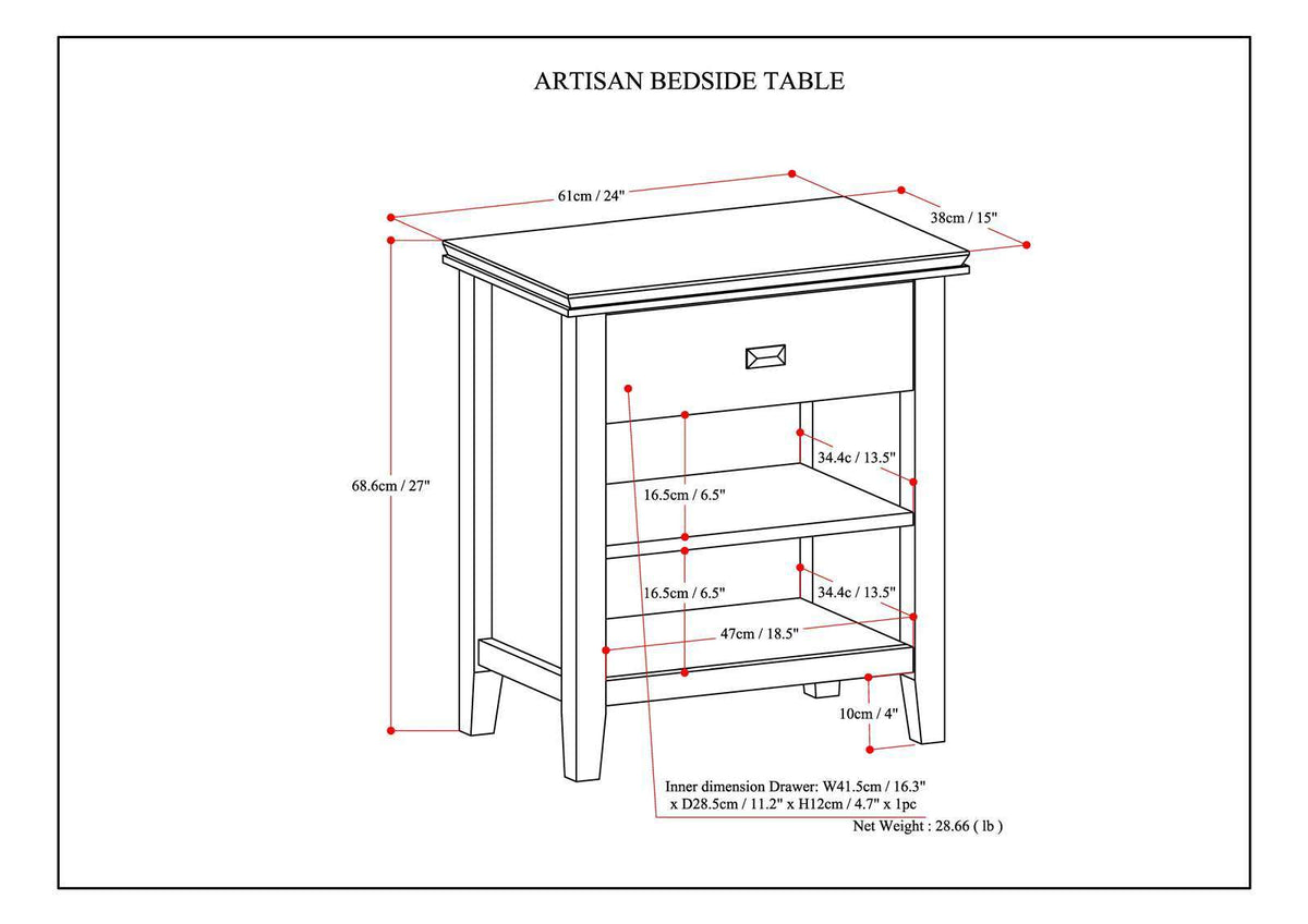 Artisan - Bedside Table - Light Brown