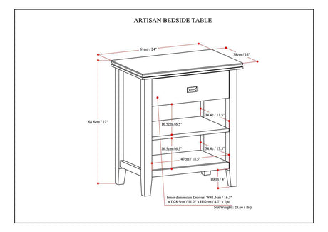 Artisan - Handcrafted Bedside Table by Simpli-Home | Bel Furniture