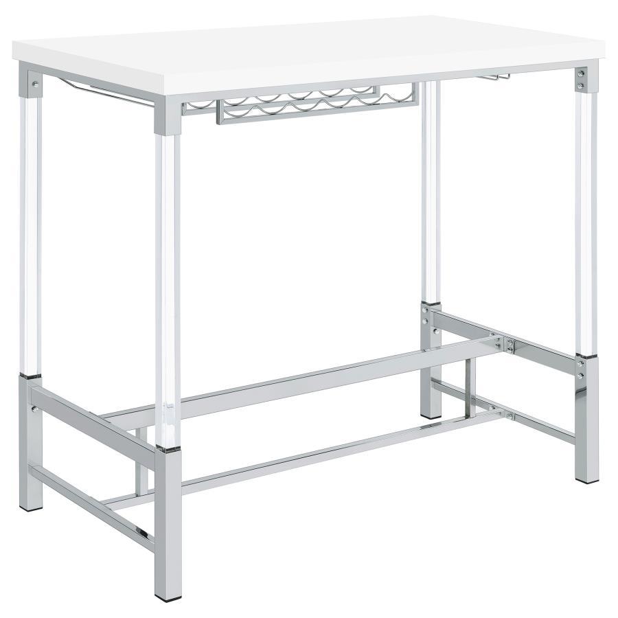 Norcrest - Acrylic Leg Bar Table - White High Gloss by Coaster Fine Furniture | Bel Furniture