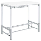 Norcrest - Acrylic Leg Bar Table - White High Gloss by Coaster Fine Furniture | Bel Furniture