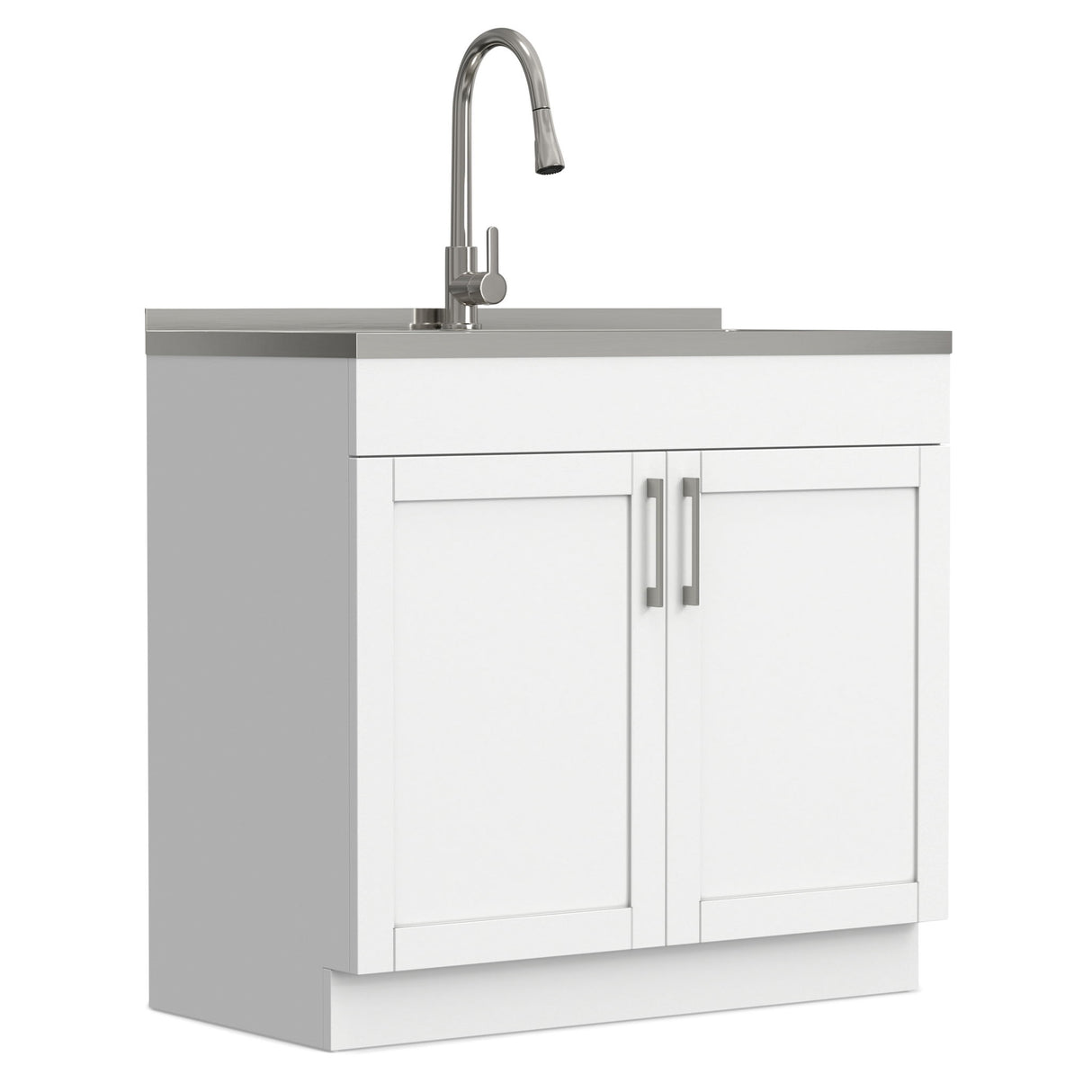 Modern Shaker All-In-One Laundry Utility Sink And Cabinet With Pull-Out Faucet