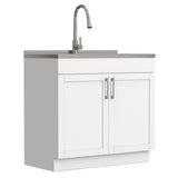 Modern Shaker All-In-One Laundry Utility Sink And Cabinet With Pull-Out Faucet