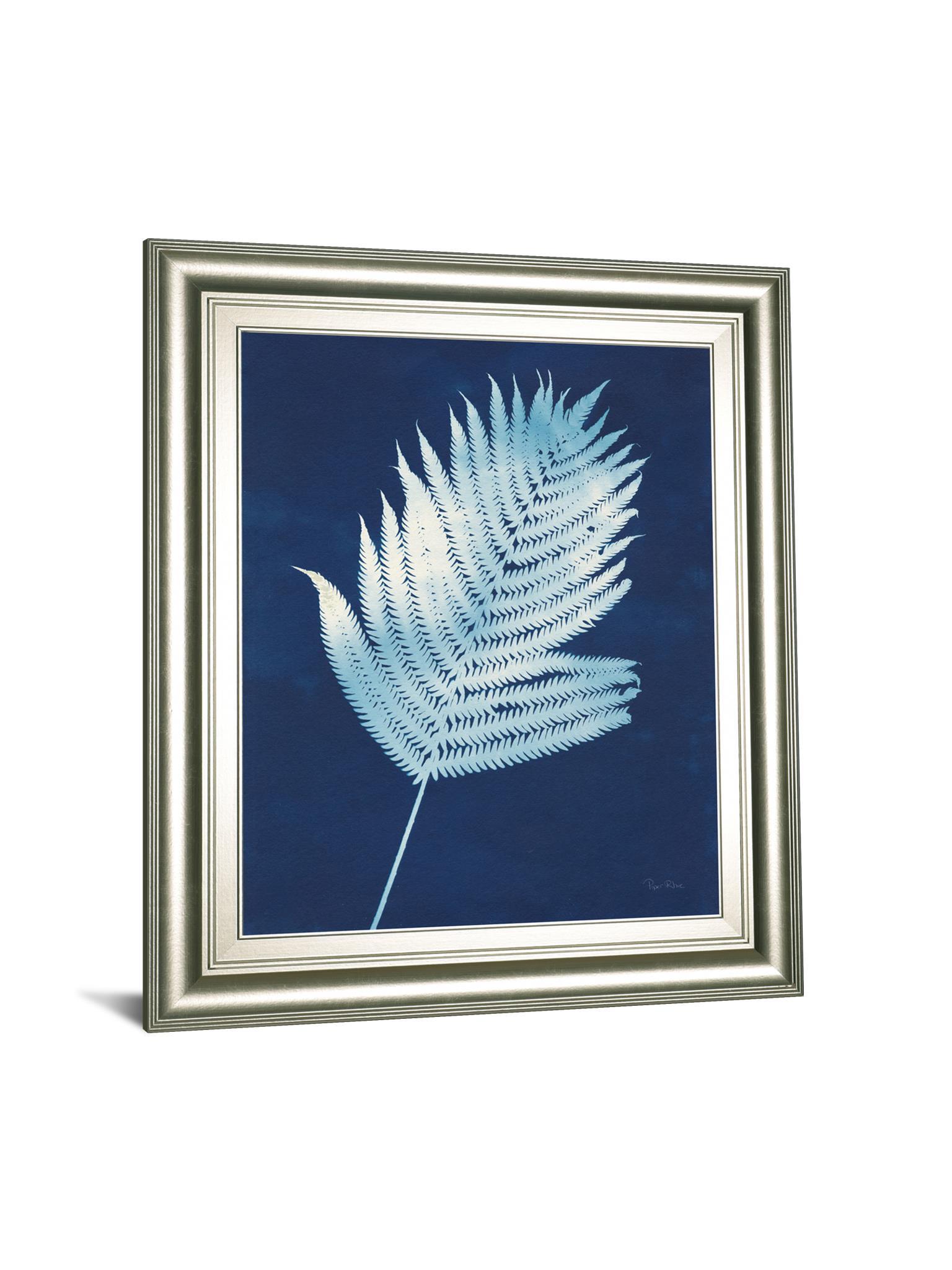 Nature By The Lake Ferns III By Piper Rhue - Framed Print Wall Art - Blue