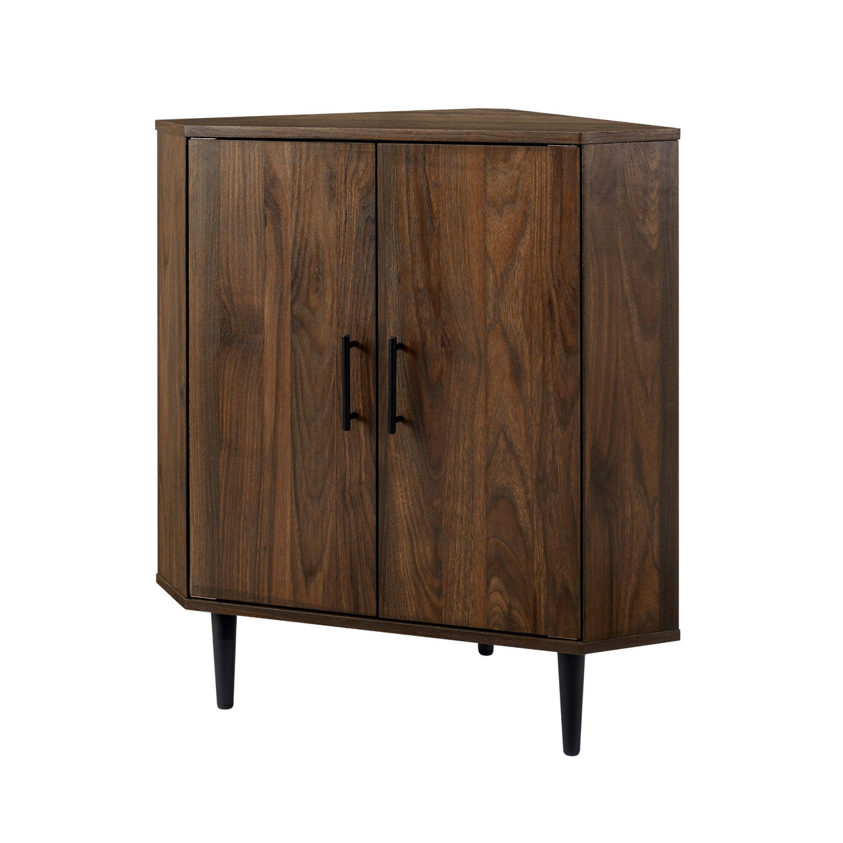Contemporary 2 Door Mixed-Material Corner Accent Cabinet by Walker Edison | Bel Furniture