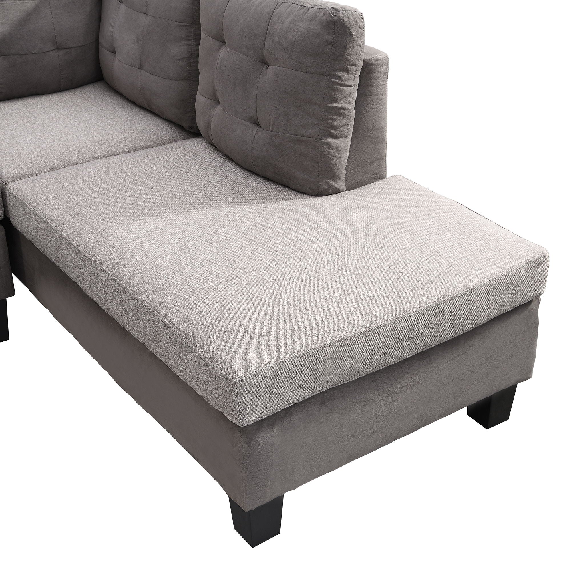 Sofa Set For Living Room With Chaise Lounge And Storage Ottoman, Living Room Furniture - Gray