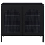 Jess - 2-Door Arched Fluted Glass Accent Cabinet - Black by Coaster Fine Furniture | Bel Furniture