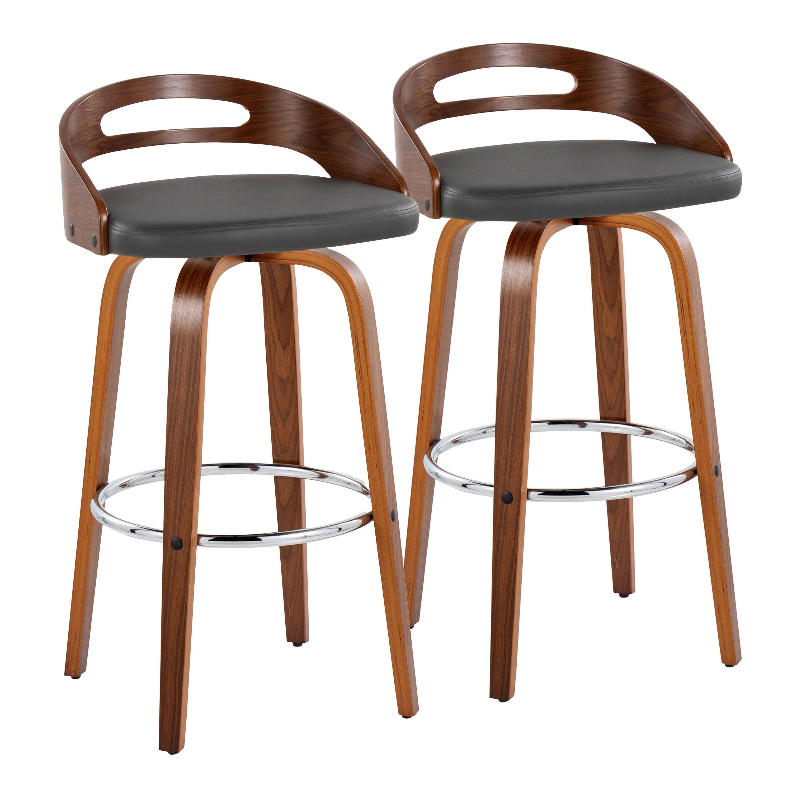 Cassis - Contemporary Fixed Height Barstool With Swivel With Round Footrest (Set of 2)