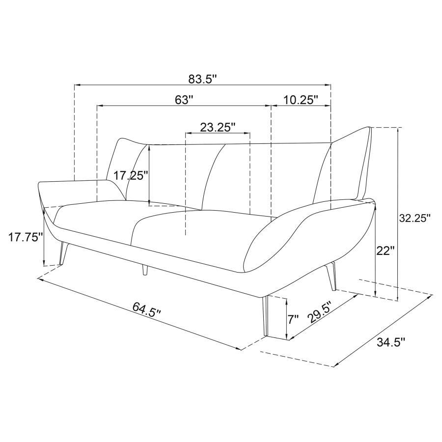 Acton - Upholstered Flared Arm Sofa - Teal Blue