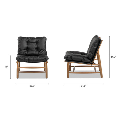 Oxford Leather Mid-Century Modern Accent Chair - Noir Black by Jennifer Taylor Home | Bel Furniture