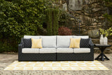 Beachcroft - Black / Light Gray - 2-Piece Outdoor Loveseat with Cushion by Signature Design by Ashley® | Bel Furniture