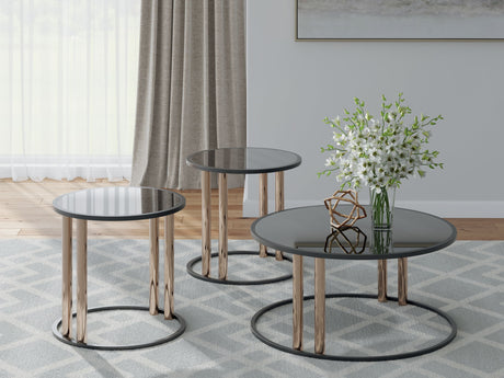Hannerly - Occasional Table Set (Set of 3) - Black / Gold Finish - view 5