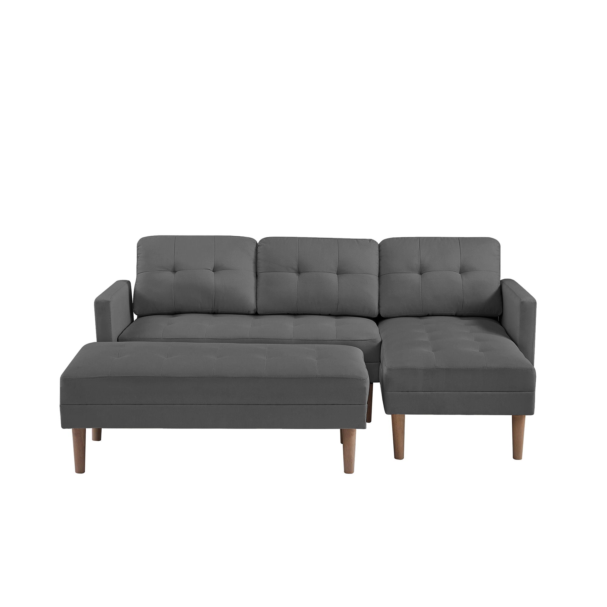 Right Facing Sectional Sofa Bed, L-Shape Sofa Chaise Lounge With Ottoman Bench