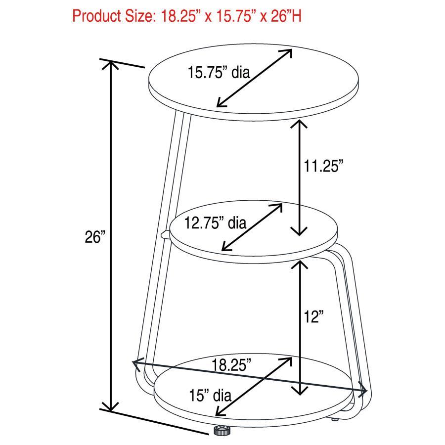 Hilly - 3-Tier Round Accent Side Table - White And Black